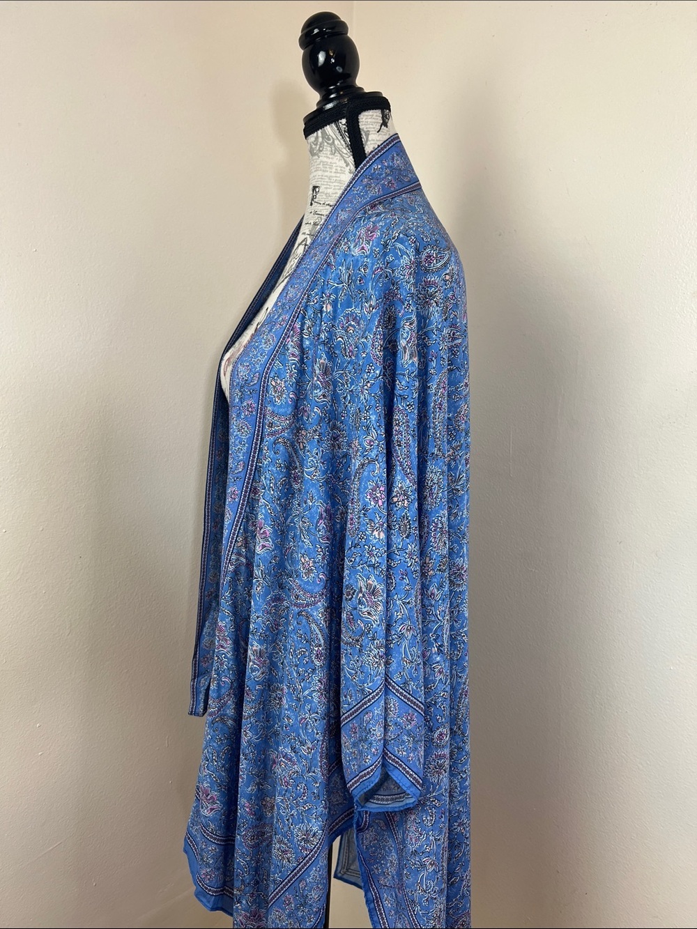 Blue Boho Paisley Kimono Wrap/Cardigan – One Size - Picture 2 of 5